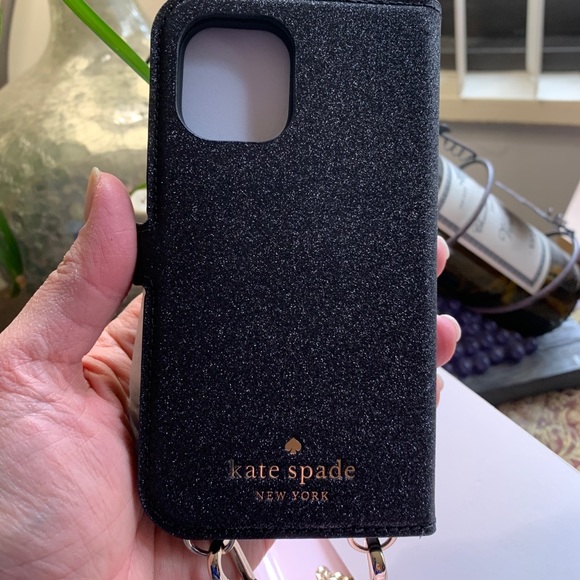 Kate Spade Glitter iPhone 12 mini removable magnetic case/card snap Crosby - Picture 16 of 16
